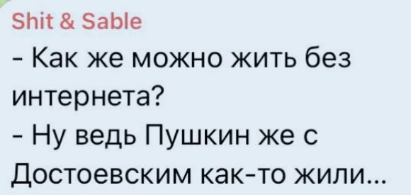 Как же можно жить без интернета? Ну ведь Пушкин же с Достоевским как-то жили...