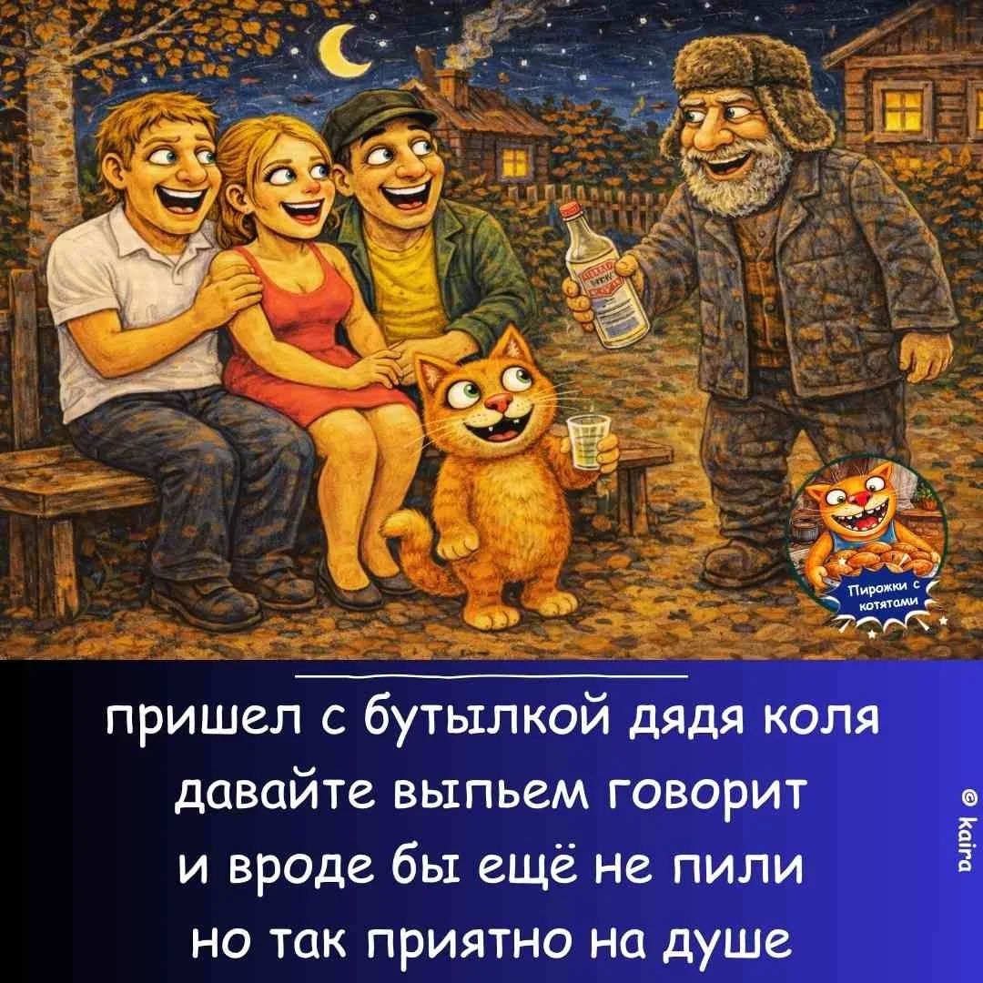 пришел с бутылкой дядя коля давайте выпьем говорит и вроде бы ещё не пили но так приятно на душе Пирожки с котятами