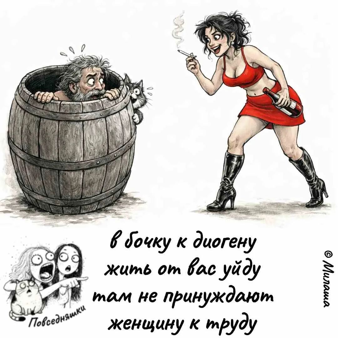 в бочку к диогену жить от вас уйду там не принуждают женщину к труду