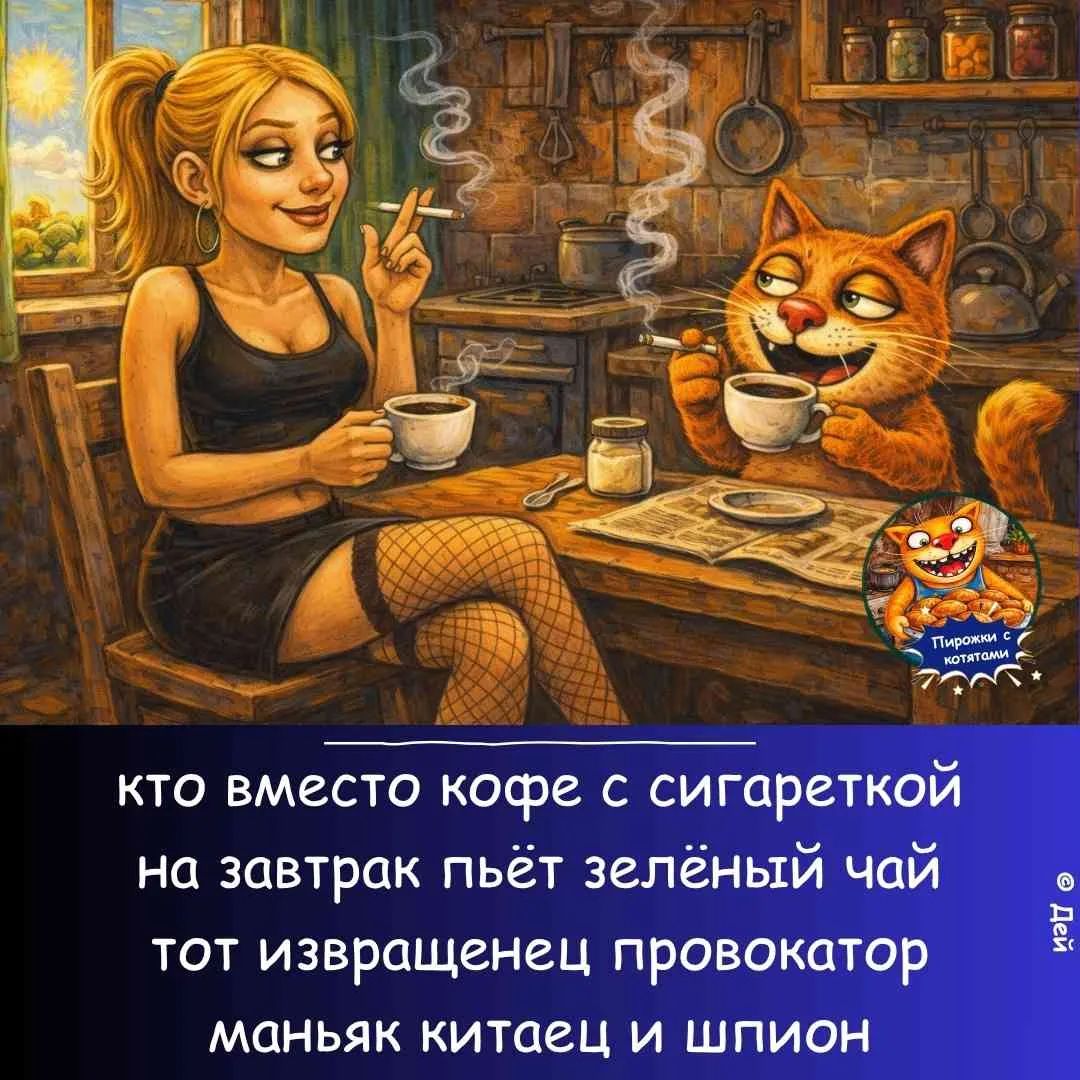 кто вместо кофе с сигареткой на завтрак пьёт зелёный чай тот извращенец провокатор маньяк китаец и шпион Пирожки с котятами