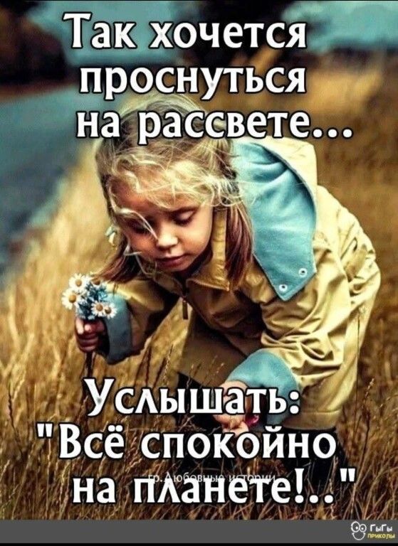 Таюхочется проснуться нарассвете УСАышать Все спокоино на гіАЁНёте сыгы