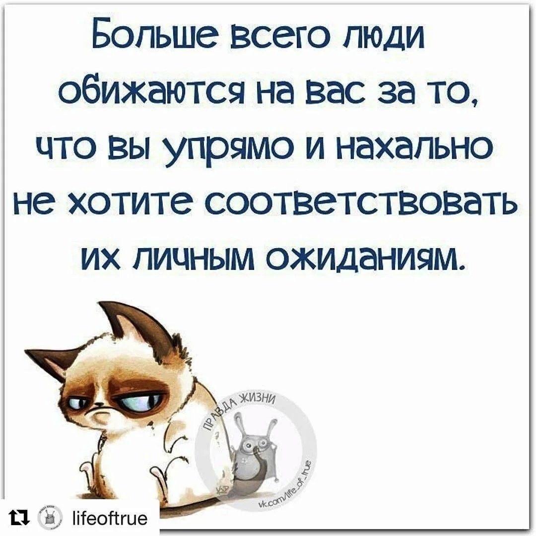 Больше Всего пюди обижаются на вас за то что вы упрямо и нахально ше хотите соответствовать их личным ожиданиям а 3 теотие