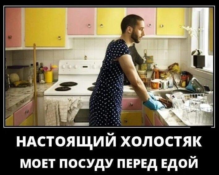 НАСТОЯЩИЙ ХОЛОСТЯК МОЕТ ПОСУДУ ПЕРЕД ЕДОЙ