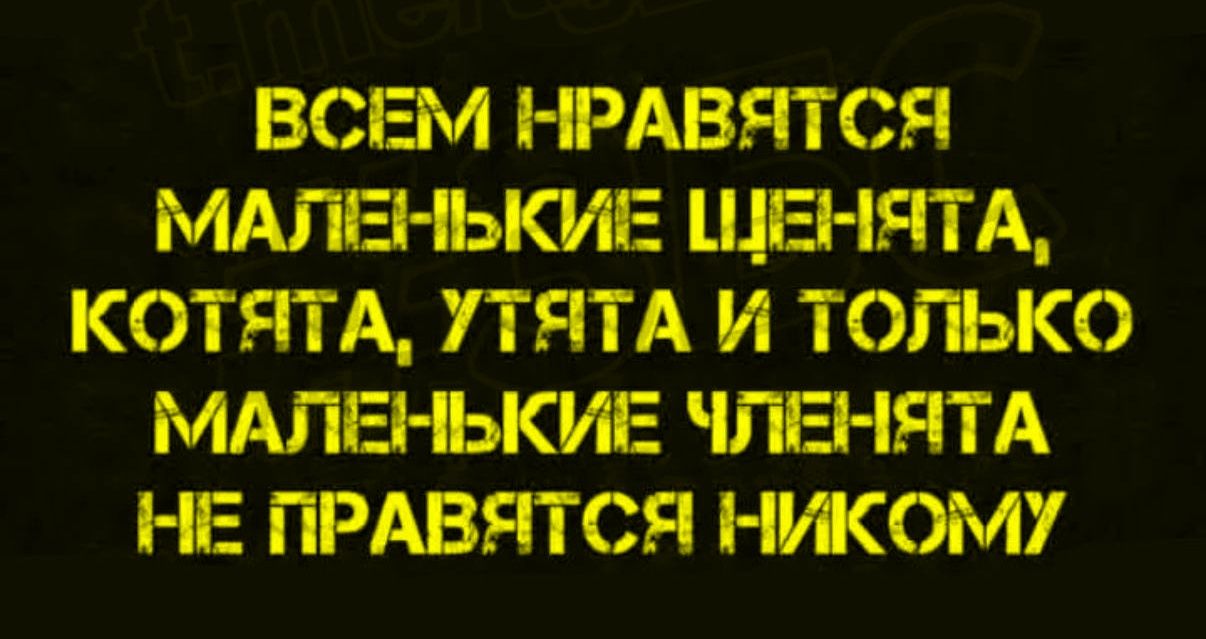 ВСЕМ НРАВЯТСЯ МАЛЕНЬКИЕ ЦЕН-ЯТА, КОТЯТА, УТЯТА И ТОЛЬКО МАЛЕНЬКИЕ ЧЕЛЕНЯТА НЕ ПРАВЯТСЯ НИКОМУ