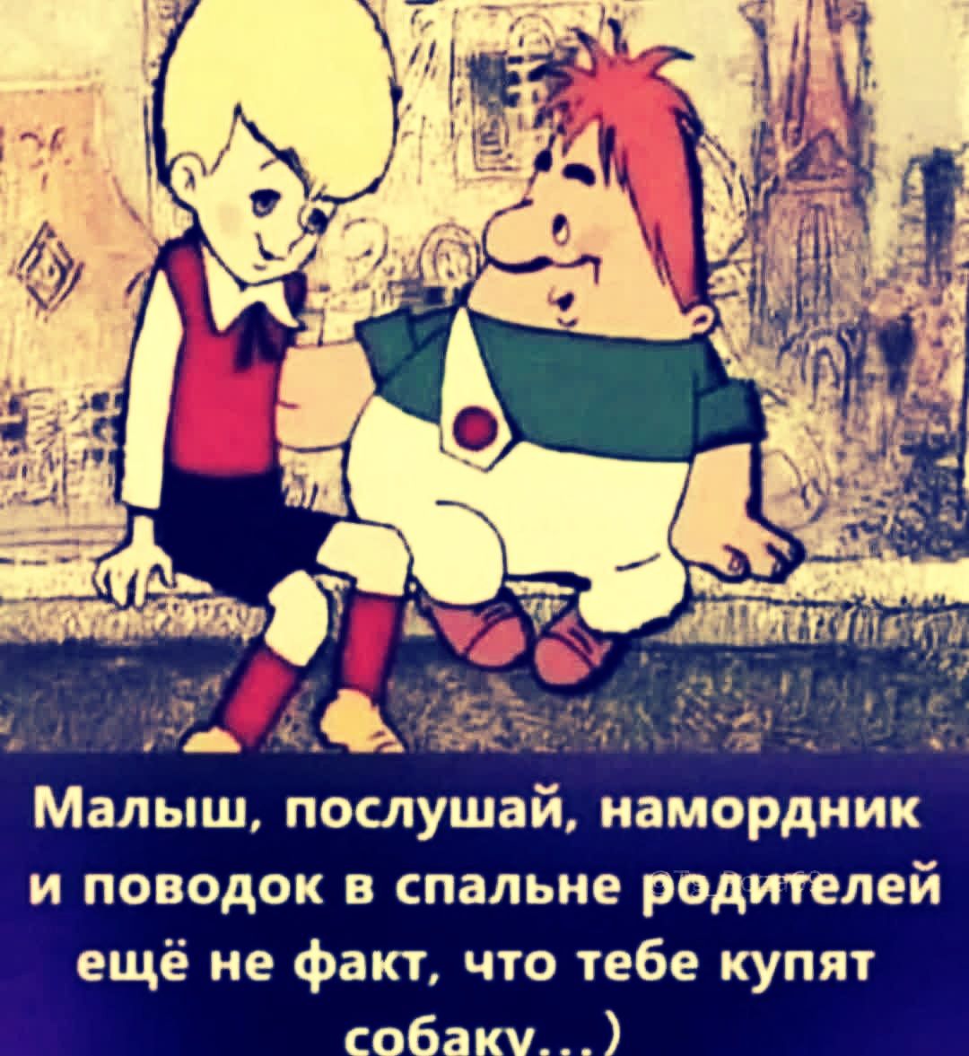 Малыш, послушай, намордник и поводок в спальне родителей ещё не факт, что тебе купят собаку…