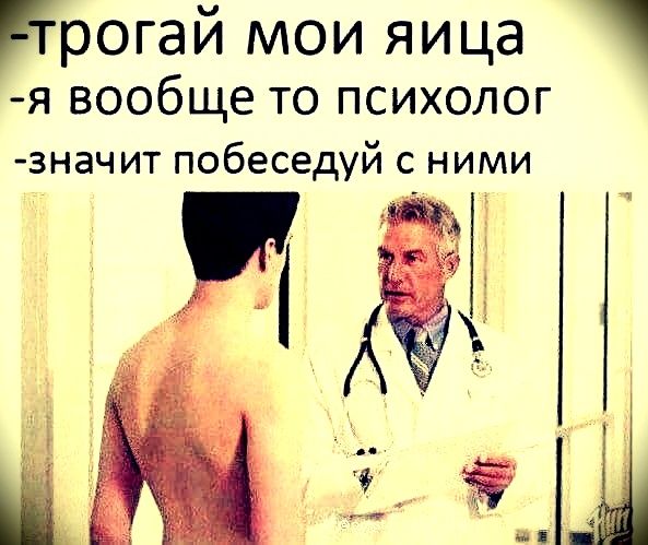 -трогай мои яйца -я вообще то психолог -значит побеседуй с ними
