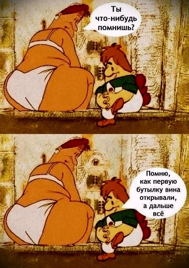 Ты что-нибудь помнишь? Помню, как первую бутылку вина открывали, а дальше всё