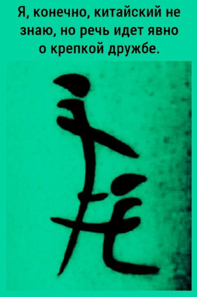 Я, конечно, китайский не знаю, но речь идет явно о крепкой дружбе.