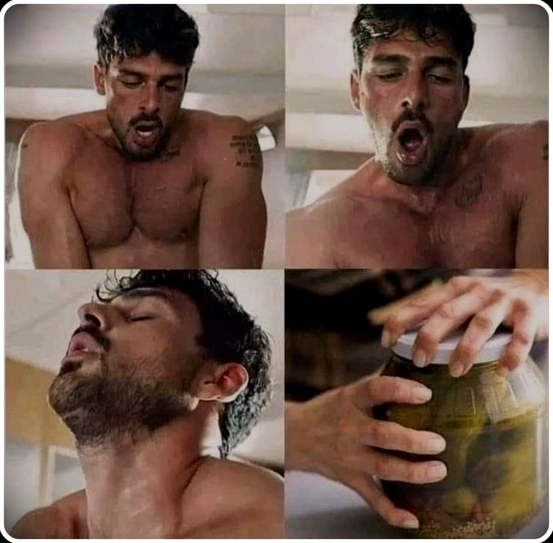 Мужчина без верхней одежды в четырех кадровых сценах