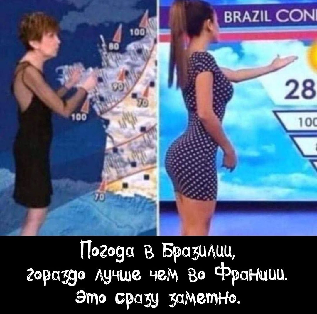 Погода в Бразилии, гораздо лучше чем во Франции. Это сразу заметно.