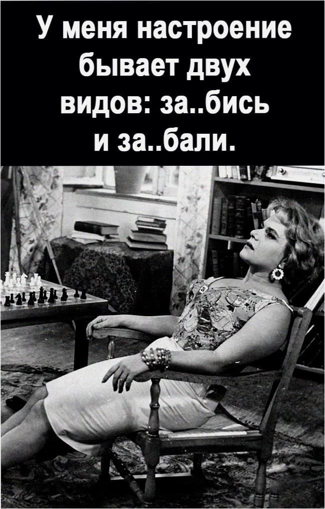 У меня настроение бывает двух видов забись и забали