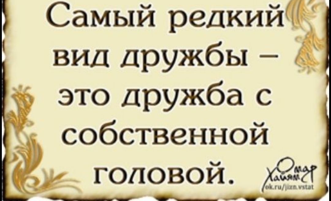 Самый редкий вид дружбы это дружба с собственной _ головой _