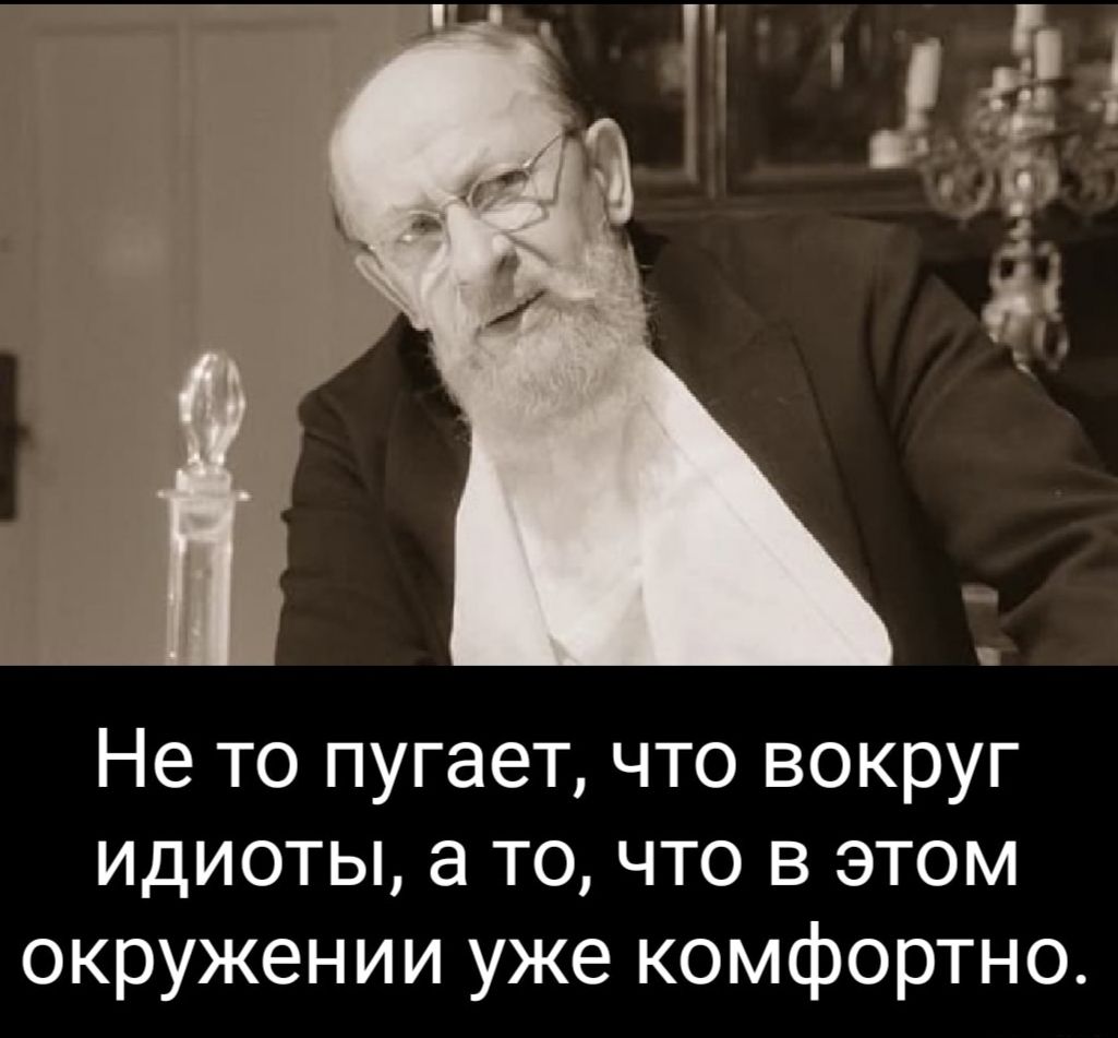 Не то пугает что вокруг идиоты а то что в этом окружении уже комфортно