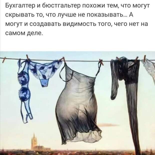 Бухгалтер и бюстгальтер похожи тем что могут скрывать то что лучше не показывать А могут и создавать видимость того чего нет на самом деле