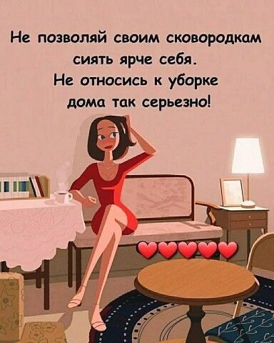 Не позволяй своим сковородкам сиять ярче себя Не относись к уборке дама так серьезно