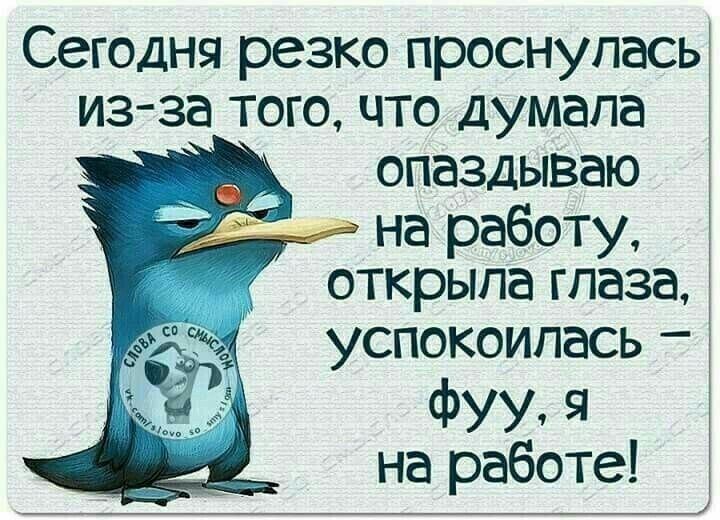 из за того что думала опаздываю на работу открыла глаза успокоилась Т фуу ч на работе Сегодня резко проснулась 1