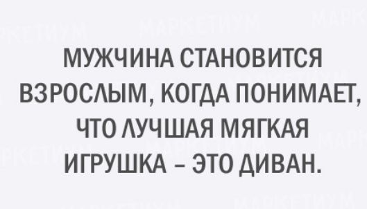 МУЖЧИНА СТАНОВИТСЯ ВЗРОСАЫМ КОГДА ПОНИМАЕТ ЧТО АУЧШАЯ МЯГКАЯ ИГРУШКА ЭТО АИВАН