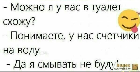 Можно ЙЁЭС в туалет схожу Понимаете у нас счетчики на воду Да я смывать не буд