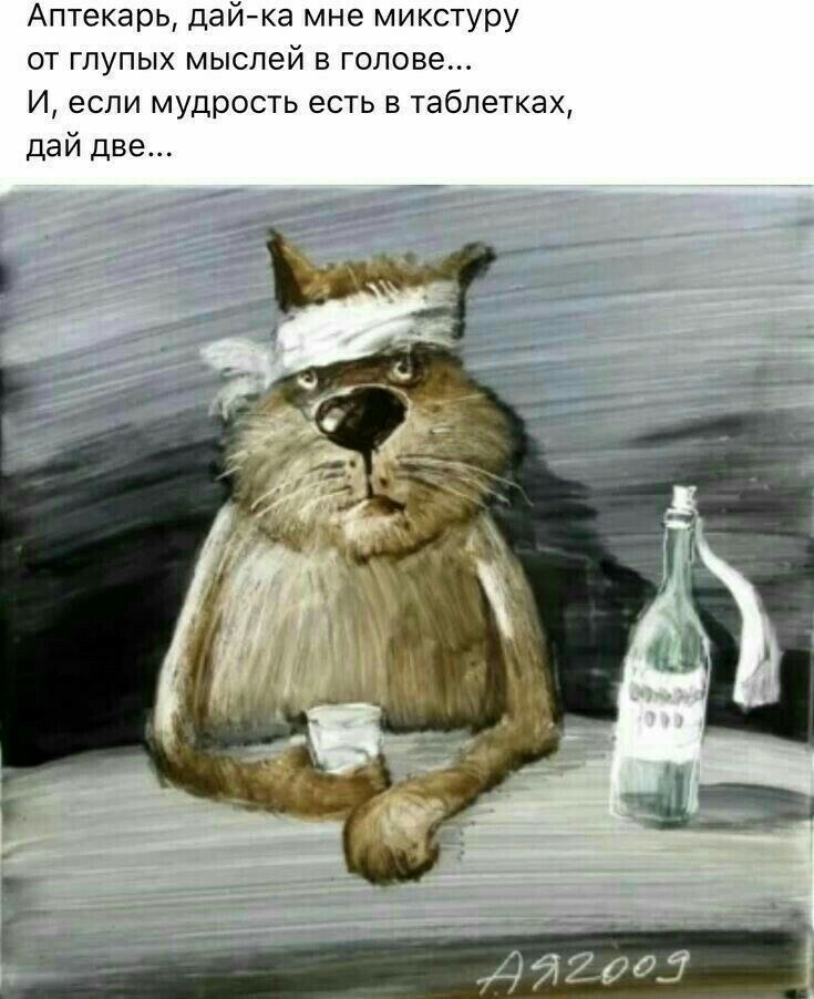 Аптекарь дайтка мне микстуру ст глупых мыслей в голове и если мудрость есть в таблетках дай две