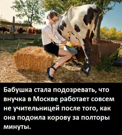 _ іш _ Бабушка стала подозревать что внучка в Москве работает совсем НЕ УЧИТЕЛЬНИЦЕЙ ПОСЛЕ ТОГО как она подоила корову за полторы минуты