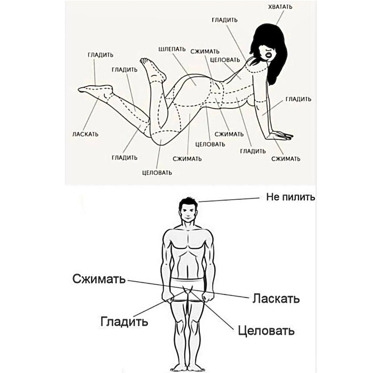Не пилить
Ласкать
Гладить
Целоват
Сжимать
Гладить
Целоват
Шлепать
Сжимать
Гладить
Целоват

Сжимать
Гладить
Целоват