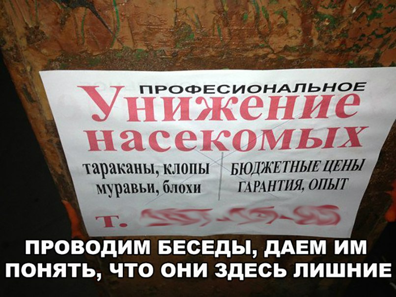 У ПРОФЕСИОНАПЬНОЕ 1 ИЭКСНИВ НЗСВКОМЬЬТ тараканьцклопы БЮДЖЕТНЫЕЦЕЩ муравьи блохи ГАРАНТИЯ ОПЫТ т 431543 ПРОВОДИМ БЕСЕДЫ дАЕМ ИМ ПОНЯТЬ ЧТО ОНИ ЗДЕСЬ ПИШНИЕ