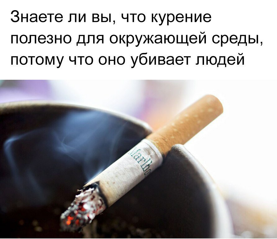 Знаете ли вы что курение полезно для окружающей среды потому что оно убивает людей
