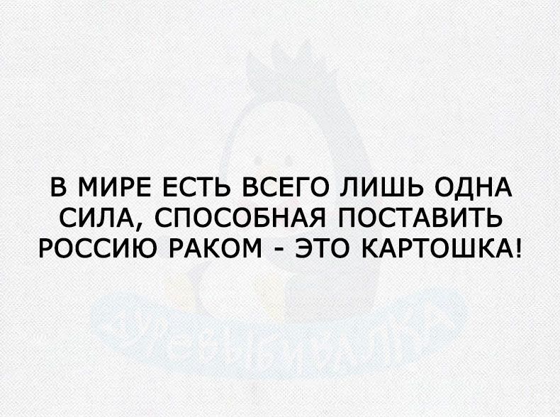 В МИРЕ ЕСТЬ ВСЕГО ЛИШЬ ОДНА СИЛА СПОСОБНАЯ ПОСТАВИТЬ РОССИЮ РАКОМ ЭТО КАРТОШКА