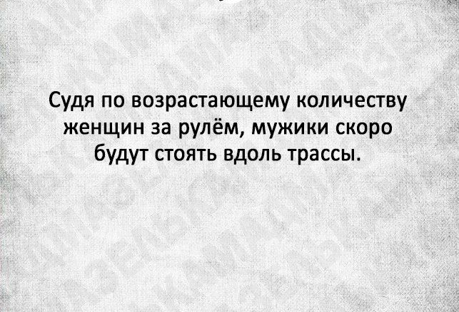 Судя по возрастающему количеству женщин за рулём мужики скоро будут стоять вдоль трассы