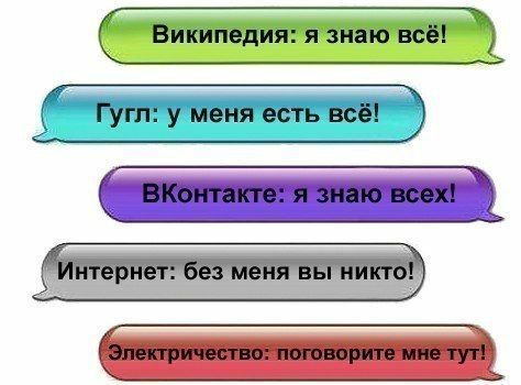Википедия я знаю всё Гугпі у меня есть всё