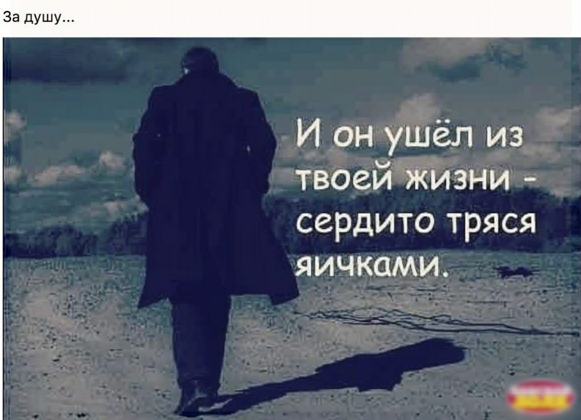 И он ушёл из твоей живни сердито тряся яичками