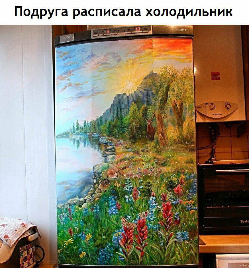 Подруга расписала ХОЛОДИЛЬНИК