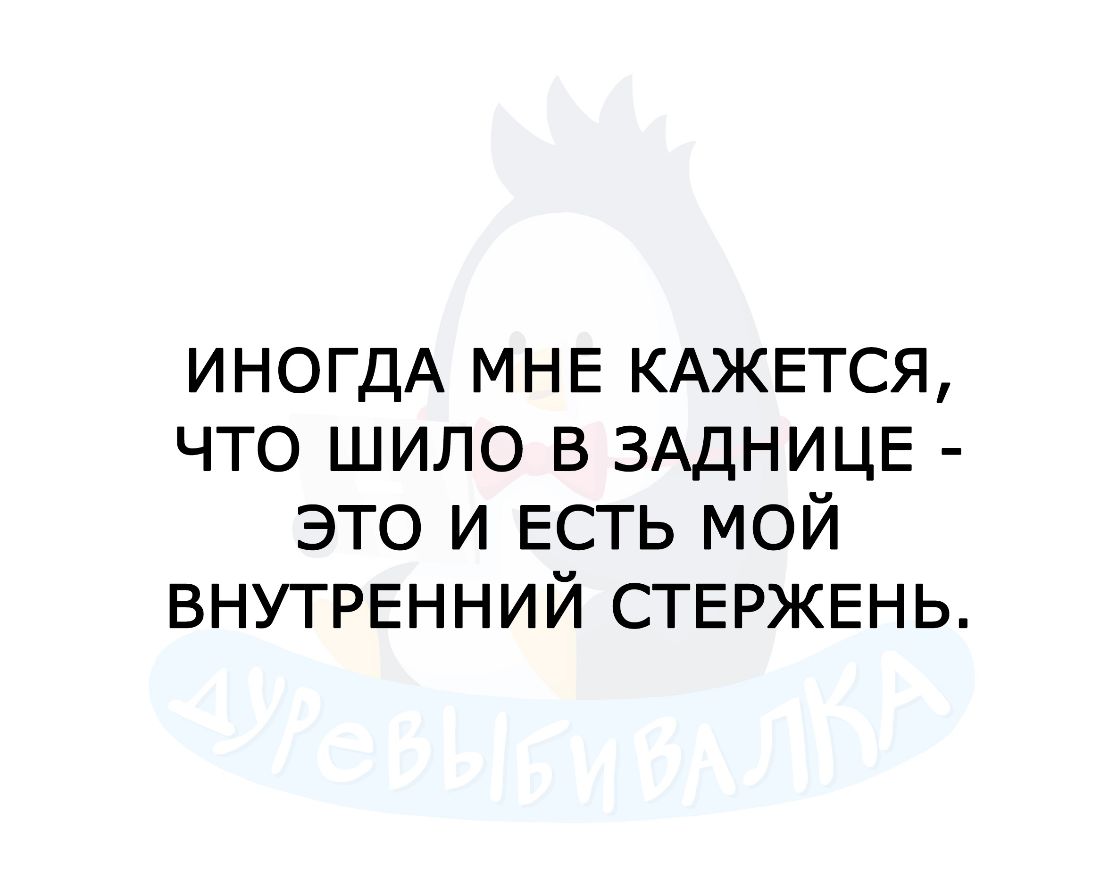 ИНОГДА МНЕ КАЖЕТСЯ что шило в ЗАДНИЦЕ это и ЕСТЬ мой ВНУТРЕННИЙ СТЕРЖЕНЬ