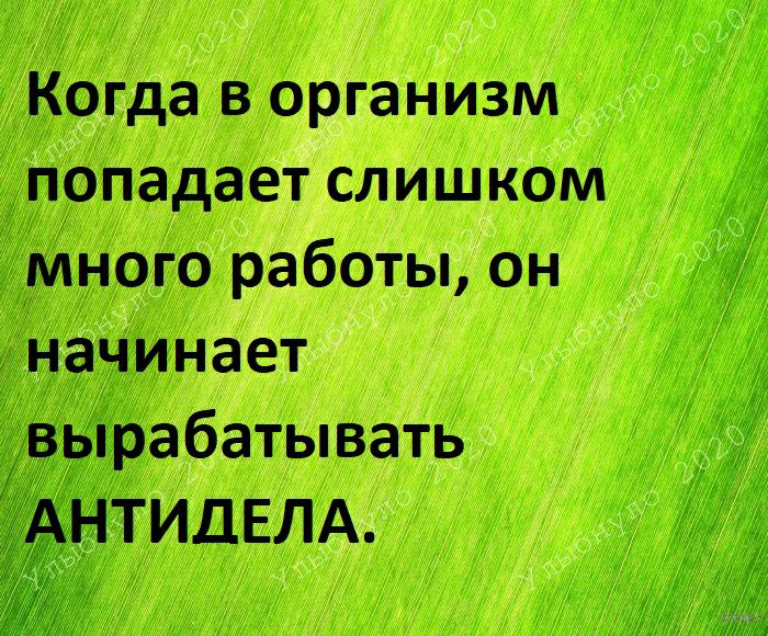 Когда в организм попадает слишком Много работы он чИнает рабатывать ТИДЕЛА