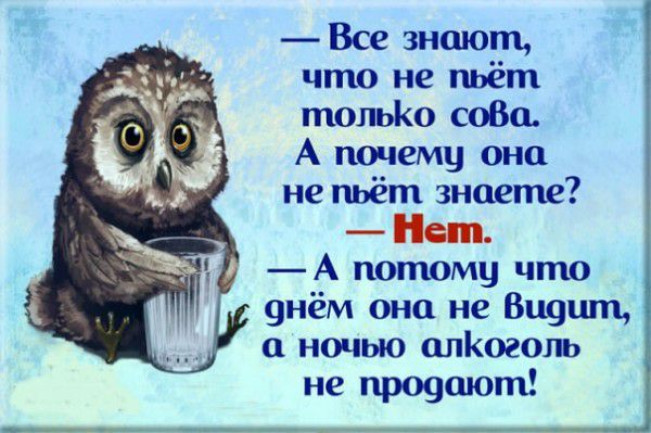 Все знают что не пьёт топьКо соВа А почему оно не пьёт знаете Нет А потому что 9нём она не Виват а ночью сшКогопь не проуают