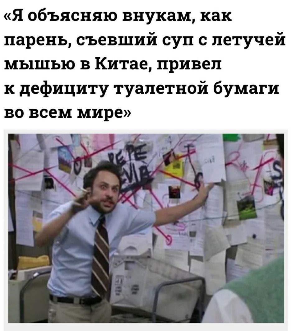 Я объясняю внукам как парень съевший суп с летучей мышью в Китае привел к дефициту туалетной бумаги ВО всем мире