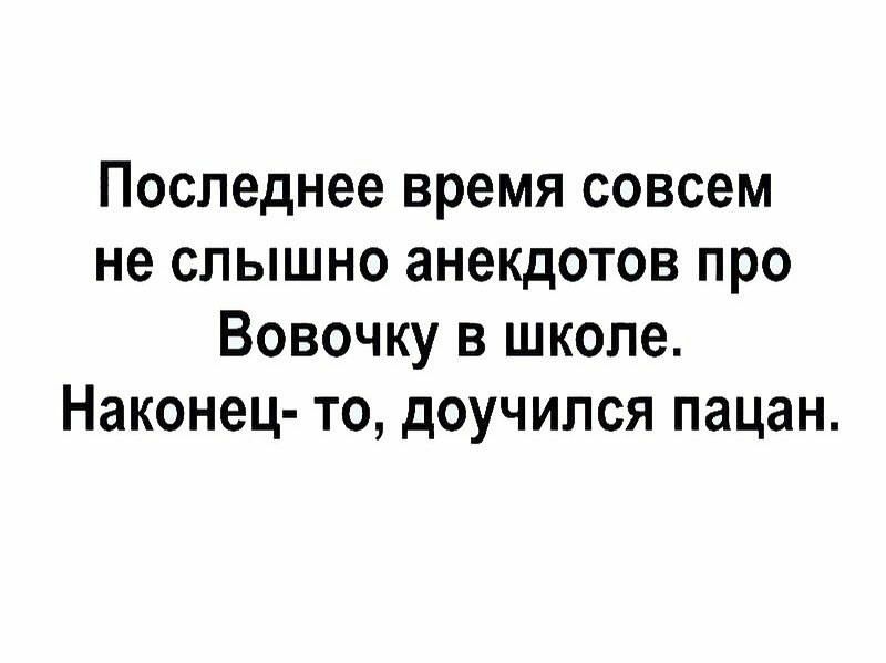Последнее время совсем не слышно анекдотов про Вовочку в школе Наконец то доучипся пацан