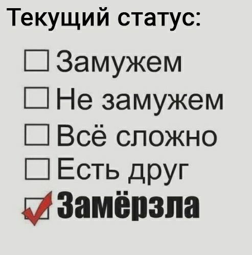 Текущий статус Ш Замужем Не замужем Всё сложно Есть друг пвамёпзпа