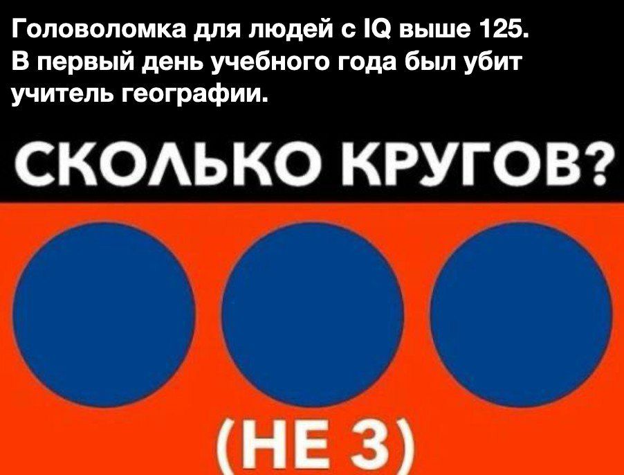 Головоломка для людей с Ю выше 125 В первый день учебного года был убит учитель географии СКОАЬКО КРУ ГОВ НЕ 3