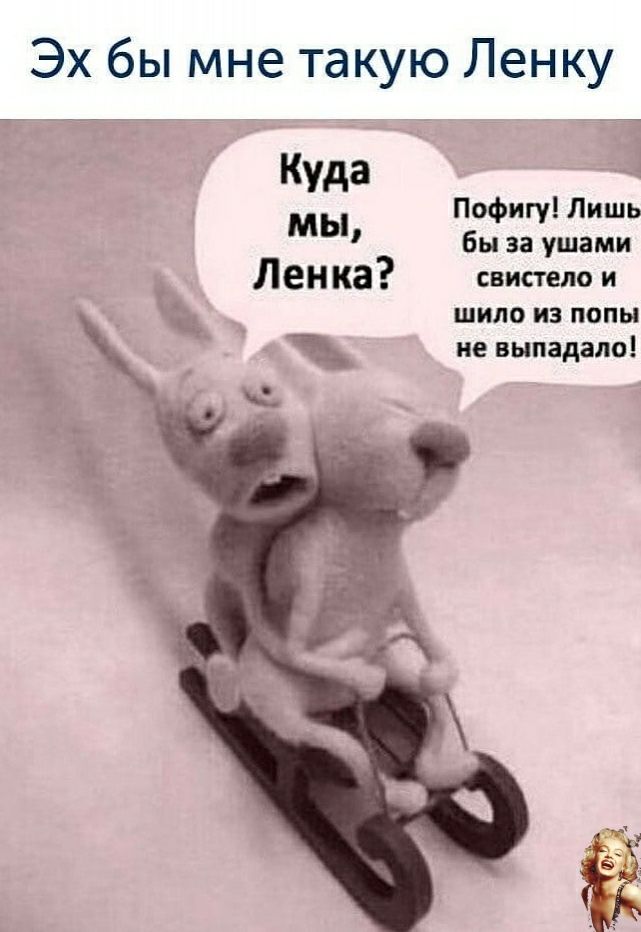 Эх бы мне такую Ленку Куда Пофигу Лишь МЫ бы за ушами ЛЕН КЗ свистело и шило из попы не выпадало