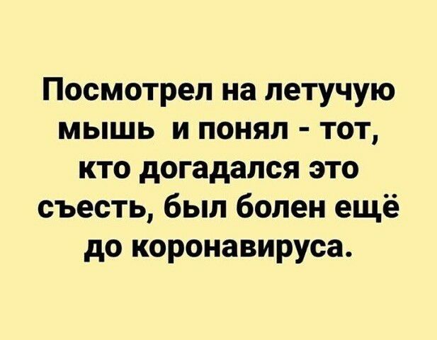 Посмотрел на летучую мышь и понял тот кто догадался это съесть был болен ещё до коронавируса