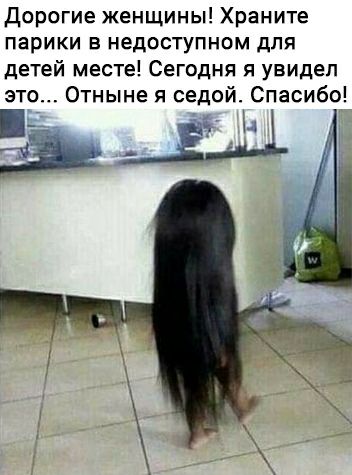 Дорогие женщины Храните парики в недоступном для детей месте Сегодня я увидел это Отныне я седой Спасибо