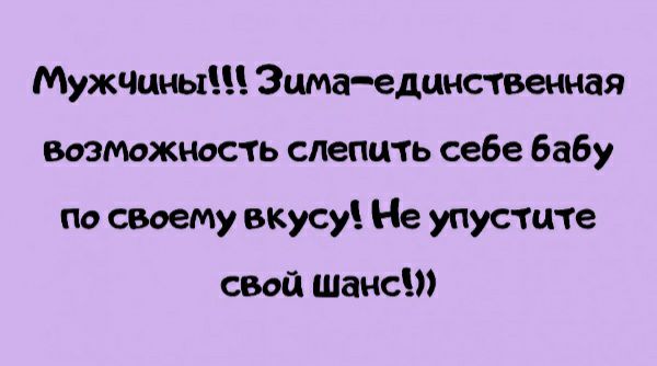 МужщдныЩ Зимаединственная ВОЗМОЖНоСТЬ слепить себе бабу по своему вкусу Не упустите свой шанс