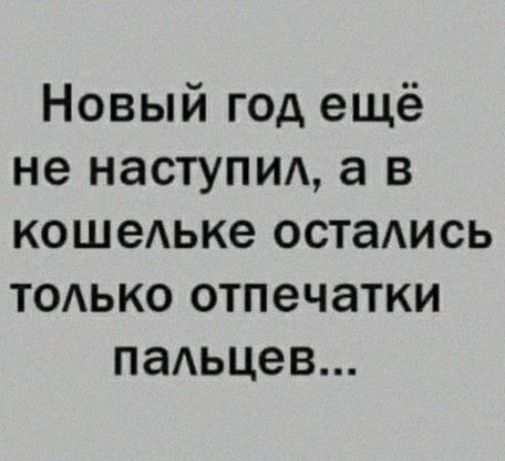 Новый год ещё не наступид а в кошедьке остаись ТОАЬКО отпечатки паАьцев