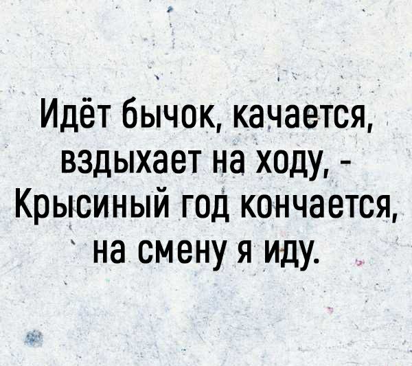Идёт бычок качается вздыхает на ходу Крысиный год кончается на смену я иду