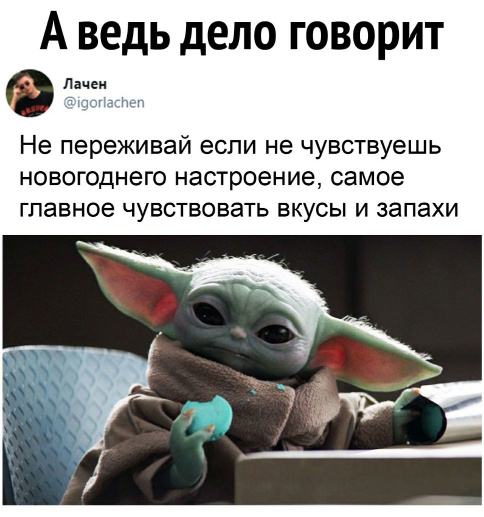 А ведь дело говорит Лачен 15490 атегт Не переживай если не чувствуешь новогоднего настроение самое главное чувствовать вкусы и запахи