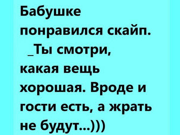 Бабушке понравился скайп _Ты смотри какая вещь хорошая Вроде и гости есть а жрать не будут
