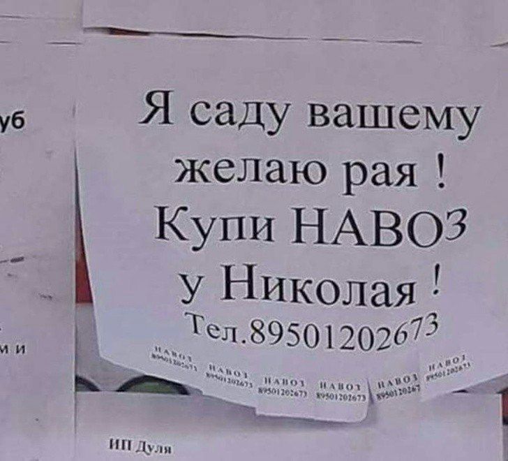 ув Я саду вашему желаю рая Купи НАВОЗ _ УНИколая _ ___Тел89501202673_