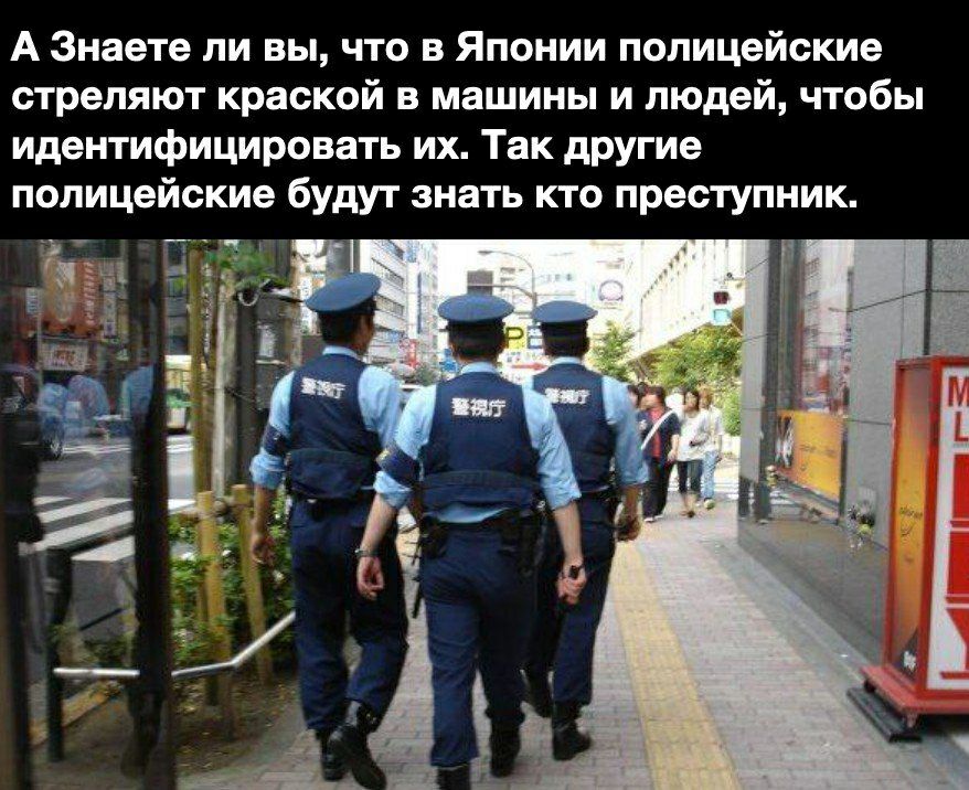 А Знаете ли вы что в Японии полицейские стреляют краской в машины и людей чтобы идентифицировать их Так другие