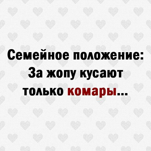 Семейное положение За жопу кусают только комары
